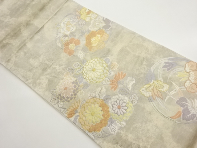 JAPANESE FUKURO OBI / KARA-ORI / WOVEN FLORAL PLANTS